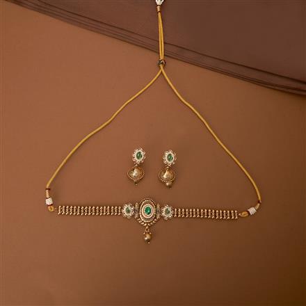 Antique Choker Necklace With Matte Gold Plating