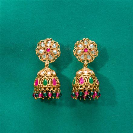 Antique Jhumki With Mehndi Plating