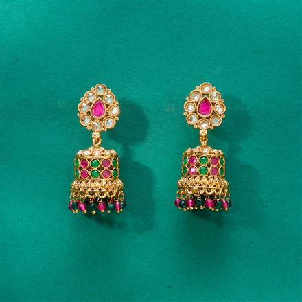 Antique Jhumki With Mehndi Plating