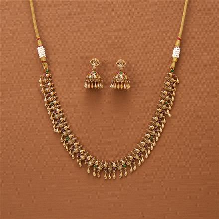 Antique Temple Necklace With Matte Gold Plating