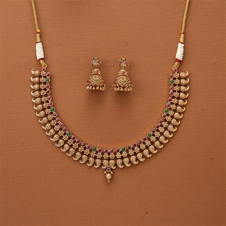 Antique Classic Necklace With Matte Gold Plating