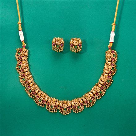 Antique Temple Necklace With Matte Gold Plating