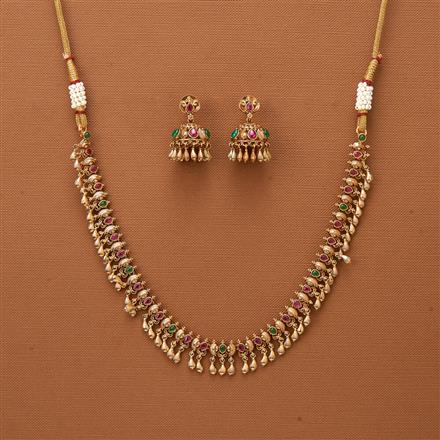 Antique Delicate Necklace With Matte Gold Plating