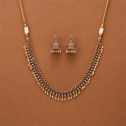 Antique Delicate Necklace With Matte Gold Plating