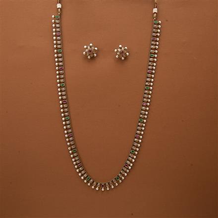 Antique Long Necklace With Mehndi Plating
