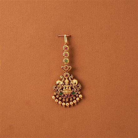 Antique Temple Tikka With Matte Gold Plating