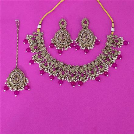 Antique Classic Necklace Set With Mehndi Plating