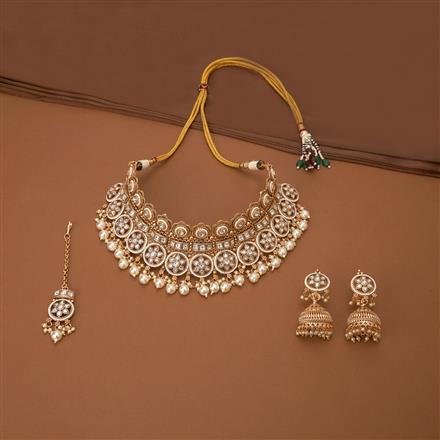 Antique Mukut Necklace With Matte Gold Plating