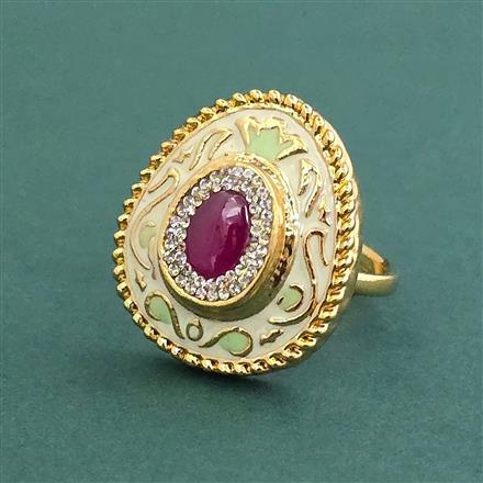 Antique Adjustable Ring With Matte Gold Plating