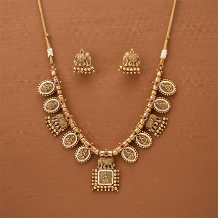 Antique Temple Necklace With Matte Gold Plating