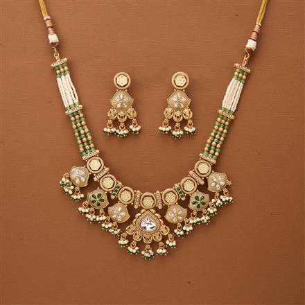 Antique Meenakari Necklace With Matte Gold Plating