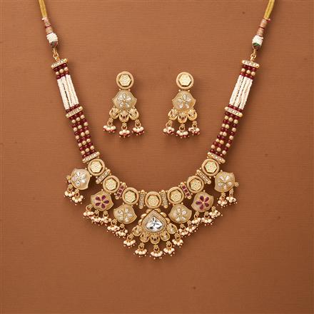 Antique Meenakari Necklace With Matte Gold Plating