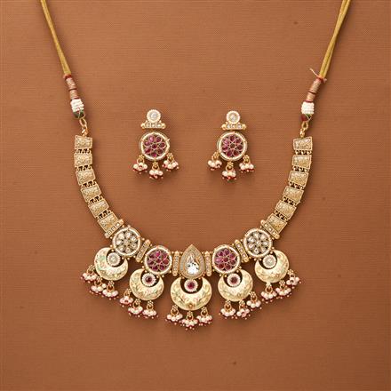 Antique Meenakari Necklace With Matte Gold Plating