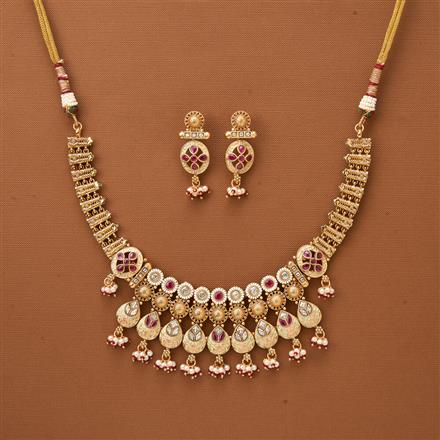 Antique Meenakari Necklace With Matte Gold Plating