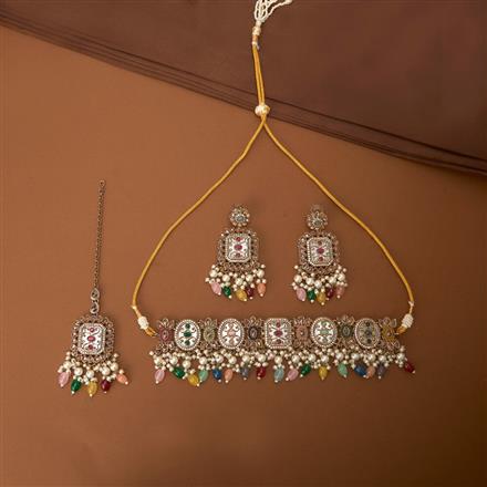 Antique Choker Necklace With Mehndi Plating