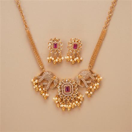 Antique Classic Necklace Set With Matte Gold Plating
