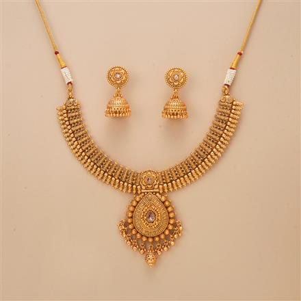 Antique Classic Necklace Set With Matte Gold Plating