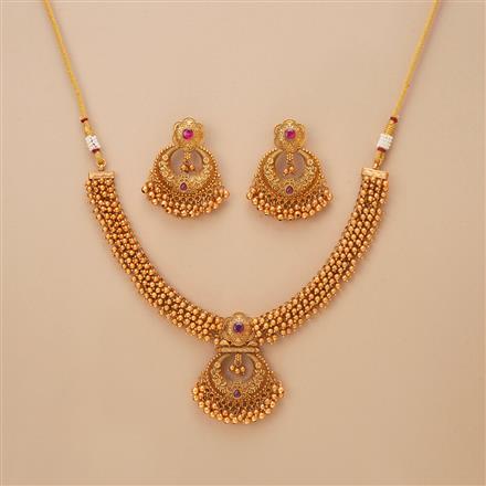 Antique Classic Necklace Set With Matte Gold Plating