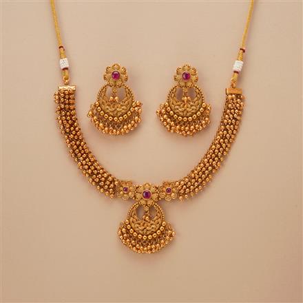 Antique Classic Necklace Set With Matte Gold Plating