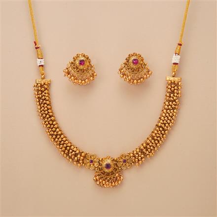 Antique Classic Necklace Set With Matte Gold Plating