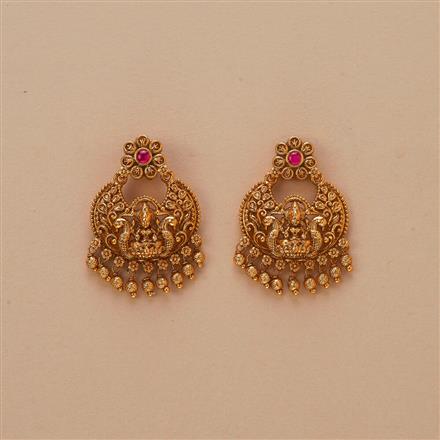 Antique Temple Earring With Matte Gold Plating