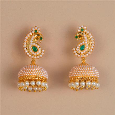 Antique Peacock Jhumki With Gold Plating