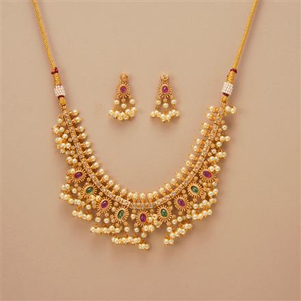 Antique South Indian Necklace Set With Gold Plating