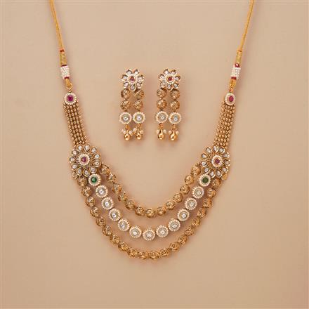 Antique Classic Necklace Set With Matte Gold Plating