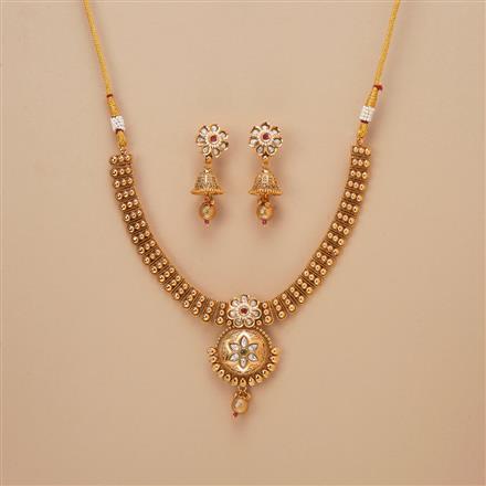 Antique Classic Necklace Set With Matte Gold Plating