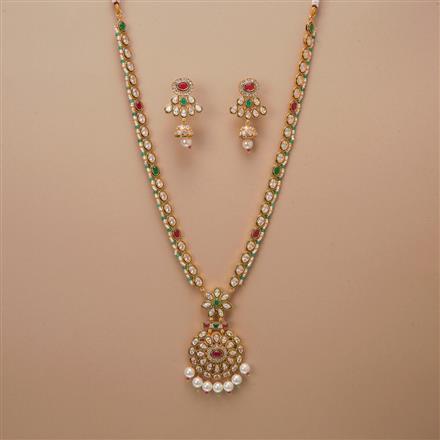 Antique Long Necklace Set With Gold Plating