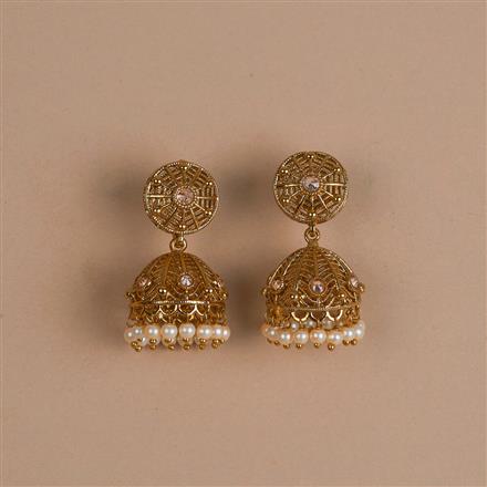 Antique Delicate Jhumki With Mehndi Plating