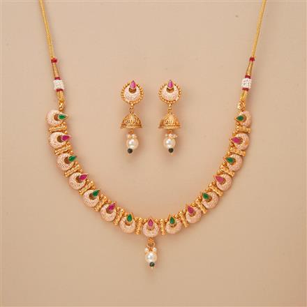Antique Meenakari Necklace Set With Gold Plating