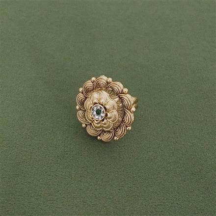 Antique Adjustable Ring With Matte Gold Plating