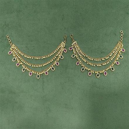 Antique Moti Ear Chain With Gold Plating