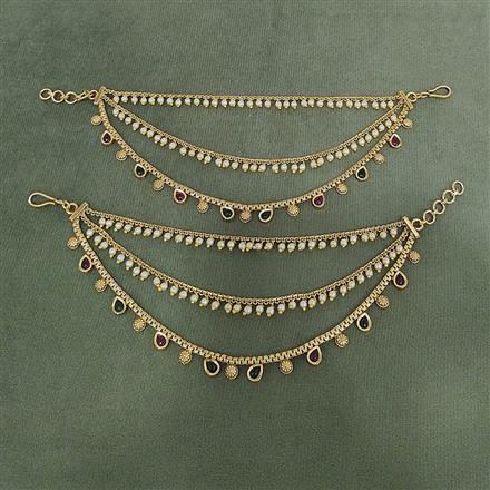 Antique Moti Ear Chain With Gold Plating