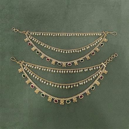 Antique Moti Ear Chain With Gold Plating