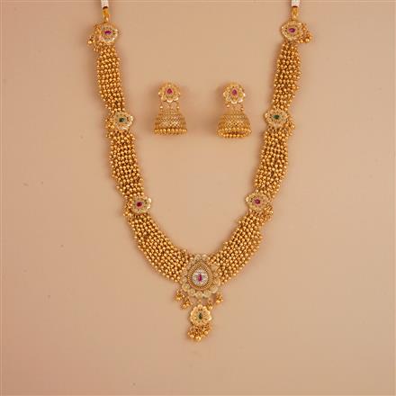Antique Classic Necklace Set With Matte Gold Plating