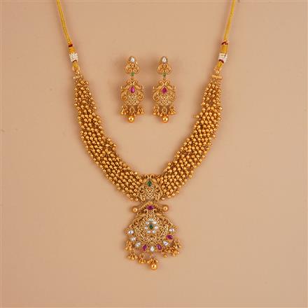 Antique Classic Necklace Set With Matte Gold Plating