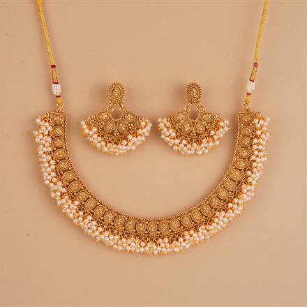 Antique Moti Necklace Set With Gold Plating