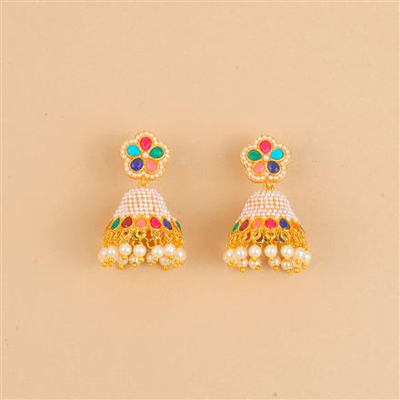Antique Moti Jhumki With Gold Plating