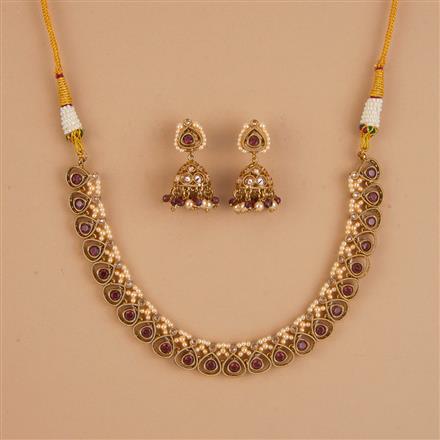 Antique Delicate Necklace Set With Mehndi Plating