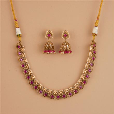Antique Delicate Necklace Set With Mehndi Plating