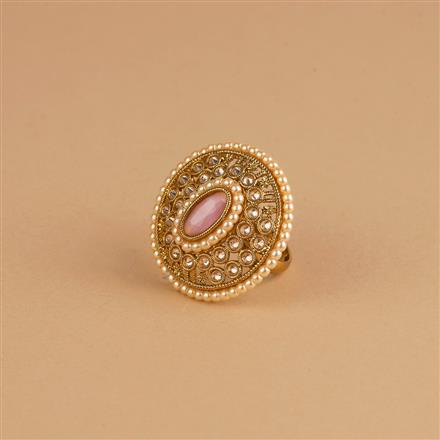 Antique Moti Ring With Mehndi Plating