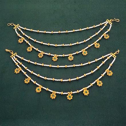 Antique Pearl Ear Chain With Gold Plating