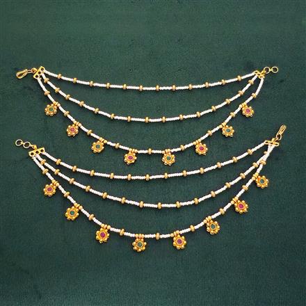 Antique Pearl Ear Chain With Gold Plating