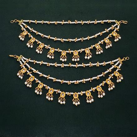 Antique Moti Ear Chain With Gold Plating