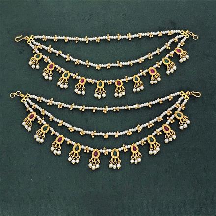Antique Moti Ear Chain With Gold Plating