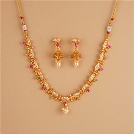 Antique Meenakari Necklace Set With Gold Plating