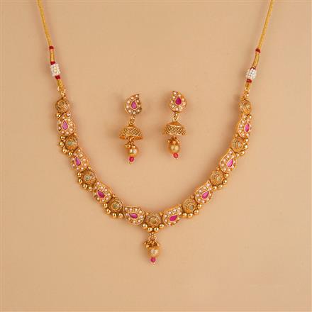 Antique Pearl Necklace Set With Gold Plating