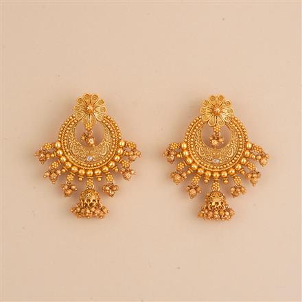 Antique Pearl Earring With Matte Gold Plating